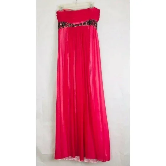 Adrianna Papell Prom Dress Gown Women's 8 Jeweled Beaded Strapless Long Formal - Picture 5 of 11